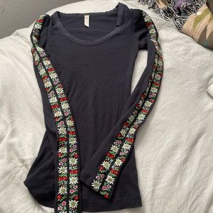 Black Long Sleeve with Floral Embroidery